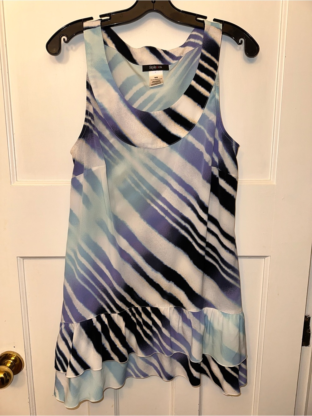 ⭐️ Style & Co. med Women's Blue Zebra-Print Ruffle Hem Dress or Tunic